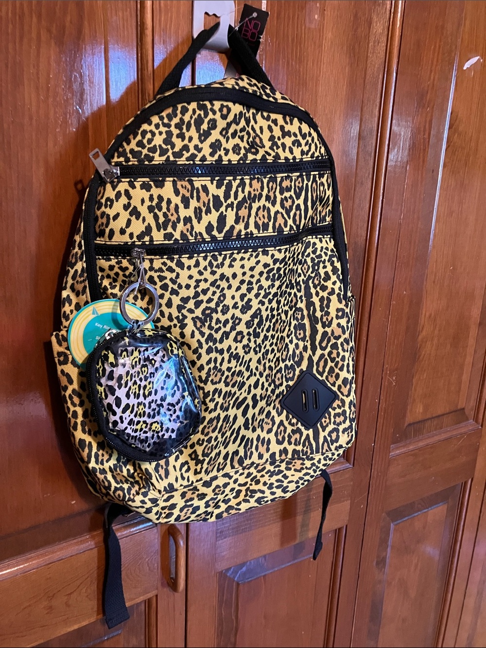 No Boundaries Yellow Leopard Print Kids Backpack with Matching Pouch